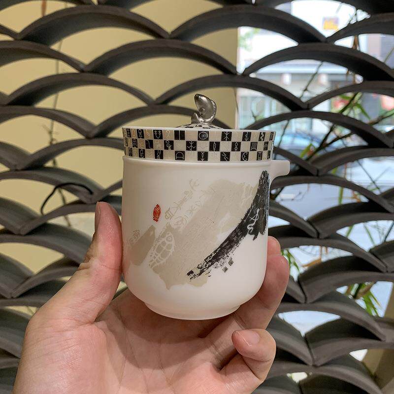 瓷语颠 渡景山房陶瓷白瓷快客杯一壶三杯便携式茶具旅行小套装