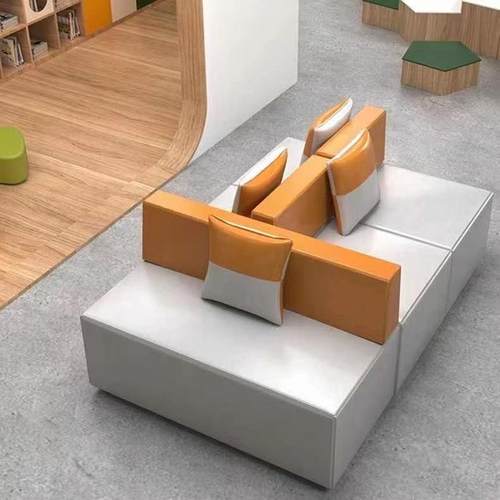 办公室创意NIJ89M接待会沙发简约条型办公务客休闲商休息区茶几合