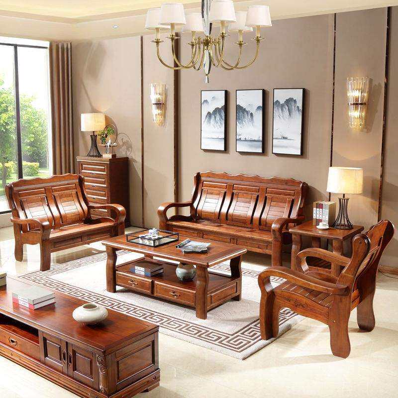 全实木沙发香樟木制现代中小户型式老人客厅家具沙发组合