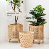 式 花盆花篮藤编竹编花架客厅落地盆景植物摆放置物架阳台多肉绿萝