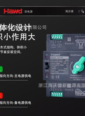 双电源自动转换开关2P230V 4P 400V125Apc级家用不断电自动切换器