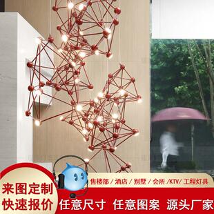 酒店大堂灯水晶大吊灯会所复式楼长吊灯大型工程售楼部大厅灯