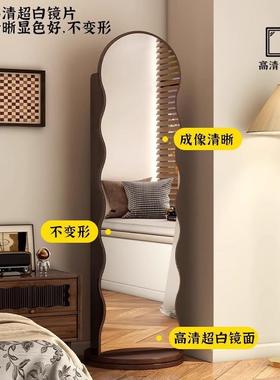 波浪转穿衣镜立式可动全身落地镜家旋用杂志物书架旋转储BQM试移
