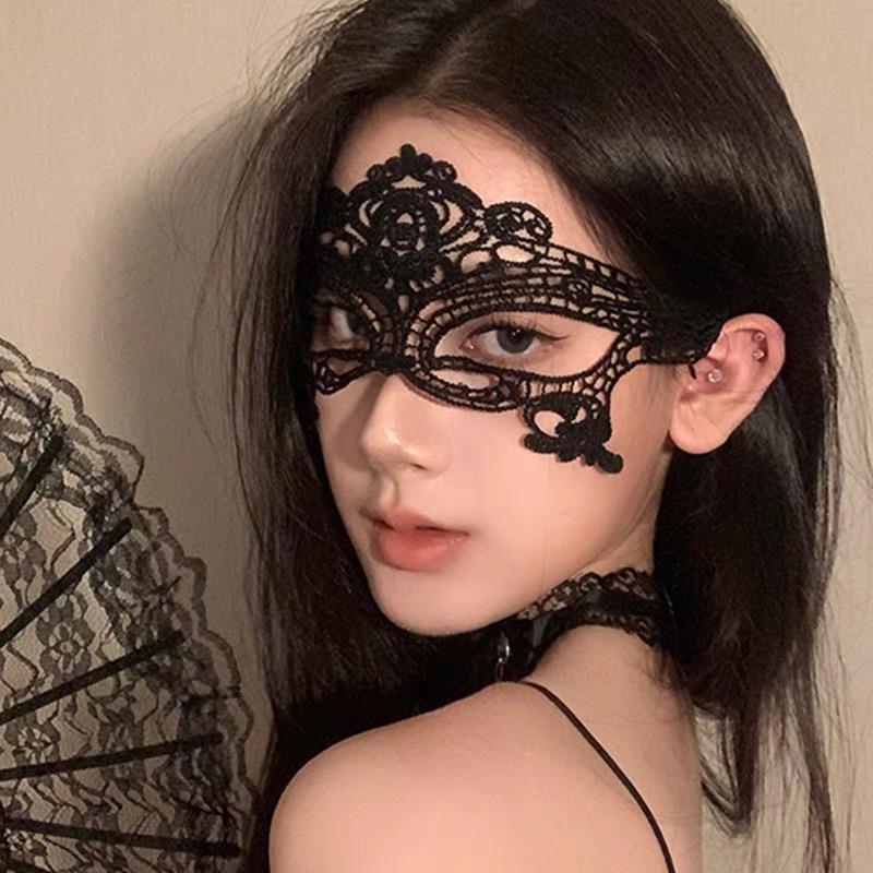黑色皇冠半脸面罩假面化妆舞会派对女士镂空蕾丝布艺性感情调面具