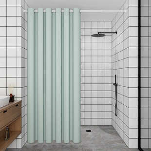 罗马隔断仿孔浴纯色卫生间门帘防水布帘加厚亚麻