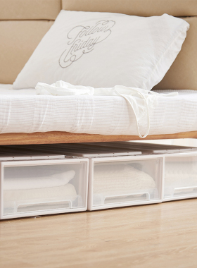 A947加长扁平抽屉式收纳箱床底储物盒衣物整理盒可叠加鞋盒床单被