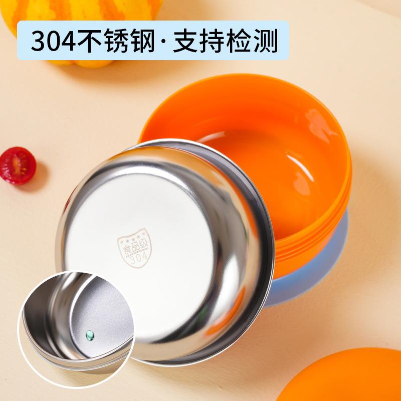 新款直销儿童拼色注水碗 创意设计底部吸盘宝宝辅食碗304不锈钢儿