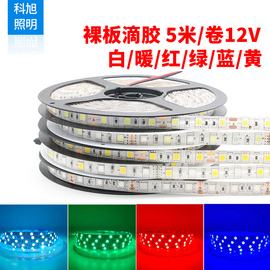 led灯带裸板滴胶5050高亮红光蓝光，绿光白光暖白光软灯条60珠12v