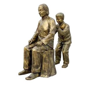 玻璃钢仿铜古代名人雕像茶圣陆羽场景人物摆件茶园树脂小品雕塑