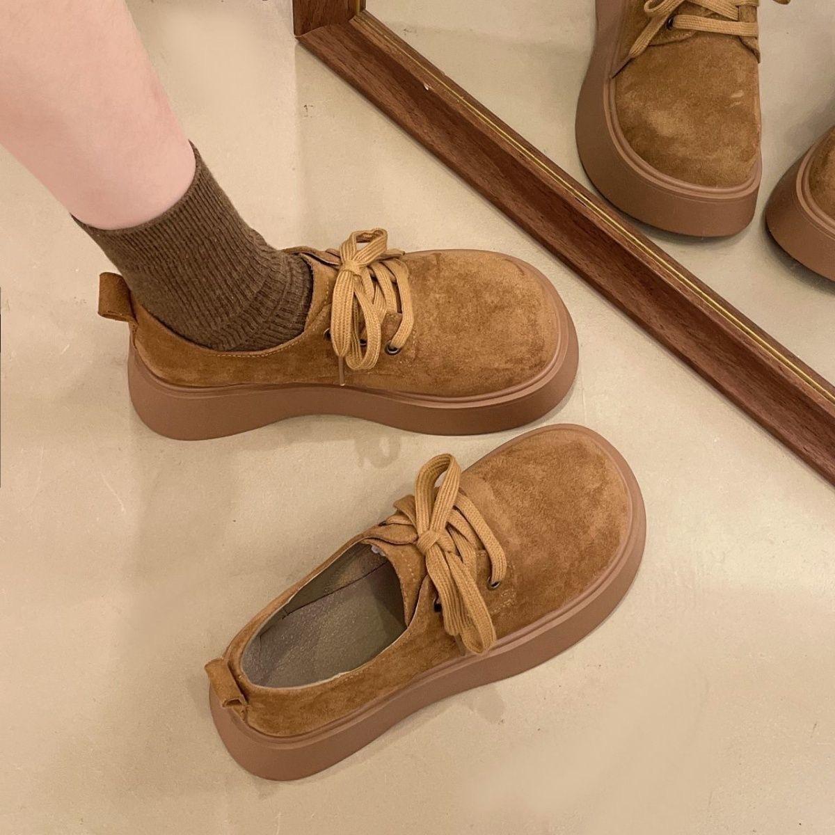 厚底勃百搭复古单鞋休闲老爹鞋