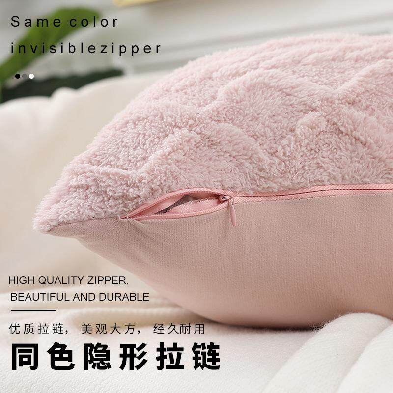 新款直销现代简约提花毛绒立体菱形抱枕套沙发靠枕床上靠垫办公室