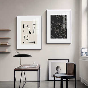 现代简约客厅装 饰画马蒂斯人物线条餐厅饭厅挂画黑白文艺卧室壁画