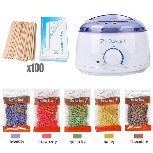 Hot Wax Warmer Heater Machine Hair Removal Beans Waxing Kit