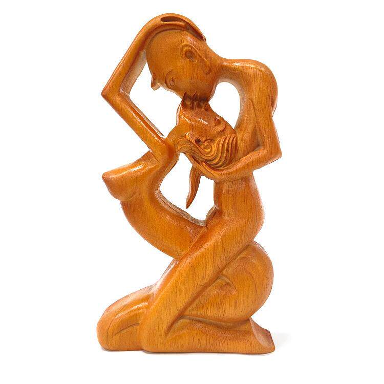热销新品情侣人物拥抱亲吻雕像桌面装饰品摆件木质工艺品