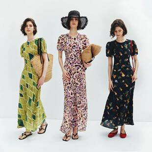 爆款 小雏菊印花收腰洋装 翻单 法式 茶歇裙裙子女 1OO%桑蚕丝