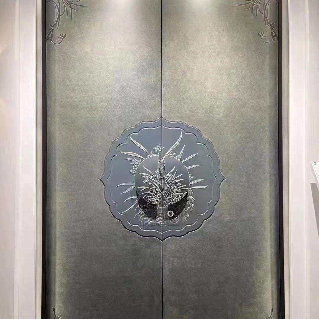 别墅自建房双开门防爆隔音系统智能门庭院门现代简约精雕入户大门