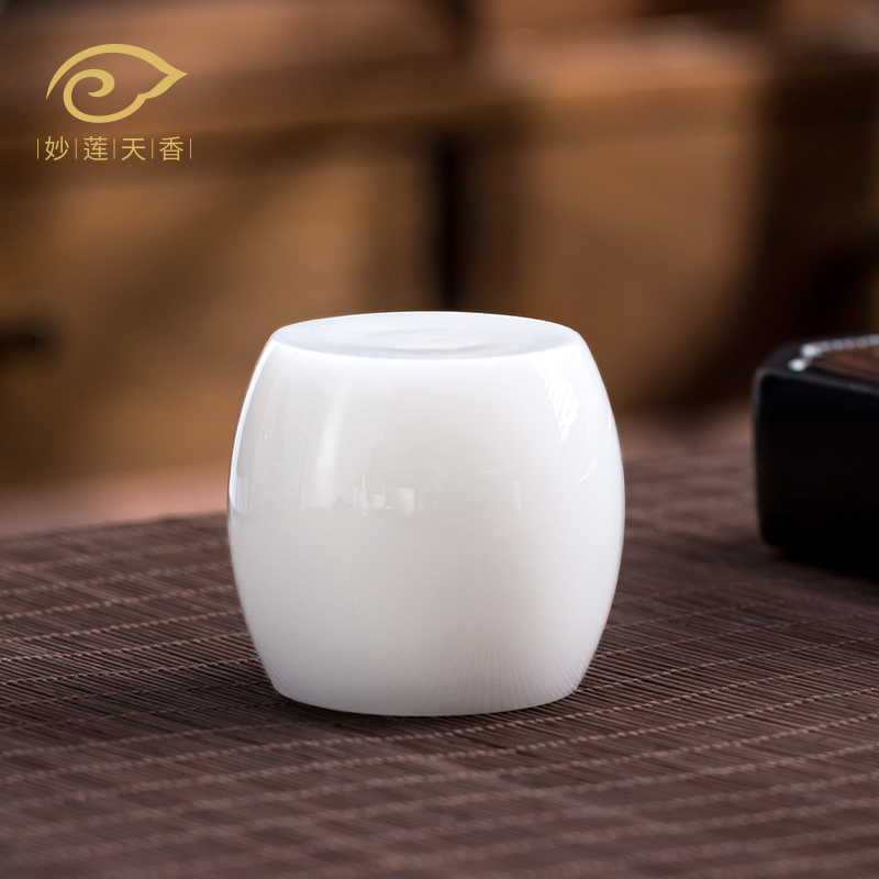 妙莲天香冰种玉陶瓷纯白盖置盖托茶具零配家用茶道创意放壶盖茶托