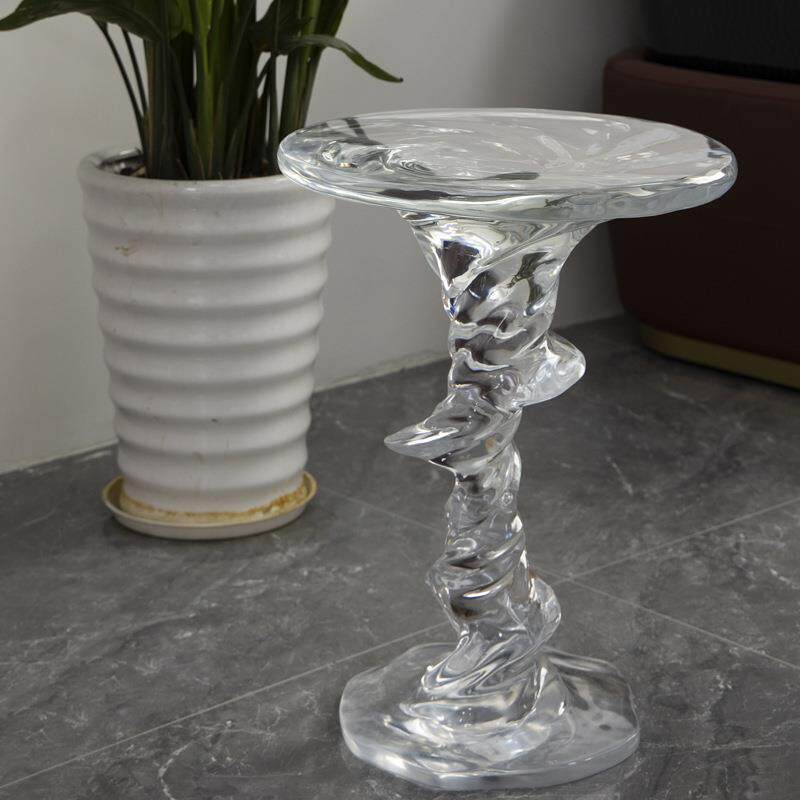 透明圆形茶几客厅家用大堂售楼处水晶异型树脂茶桌子设计师款边几