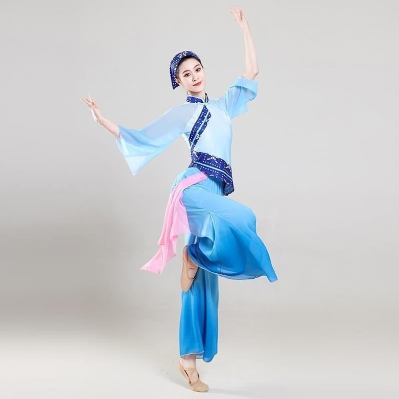 高档204春蹈晚采茶舞曲伴舞民演出服新款2采茶舞服装广场舞套装族