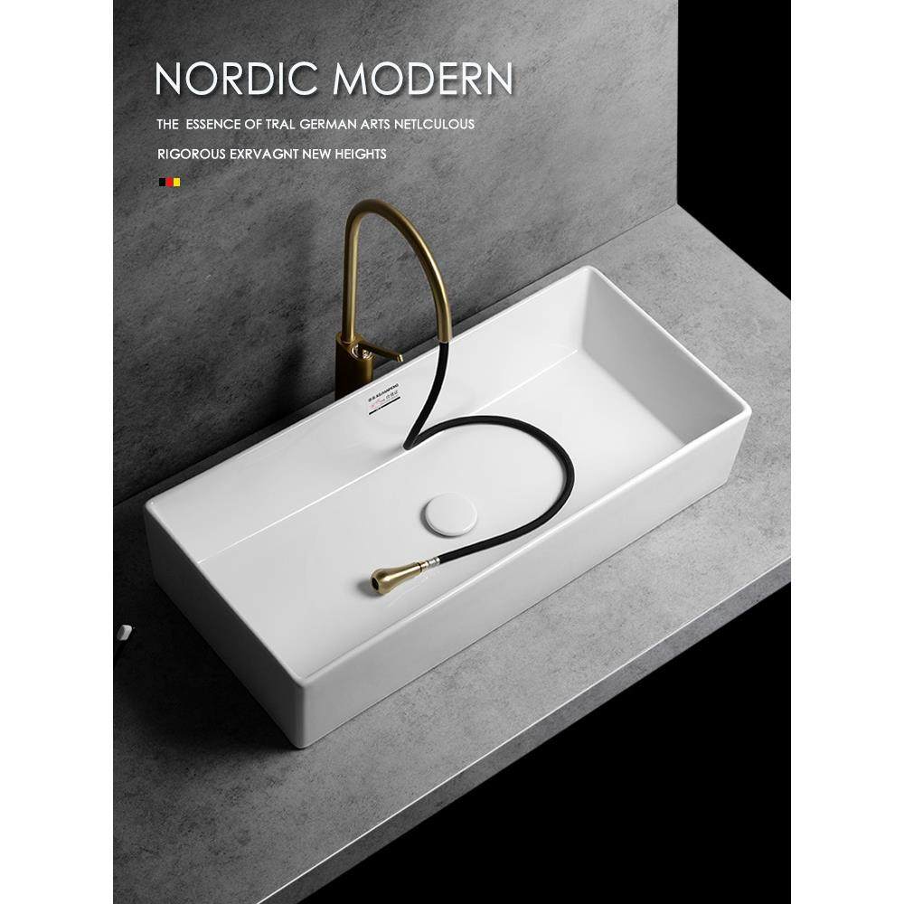 薄边台面盆加深方形防溅陶瓷洗脸盆阳台浴室尺寸洗脸盆