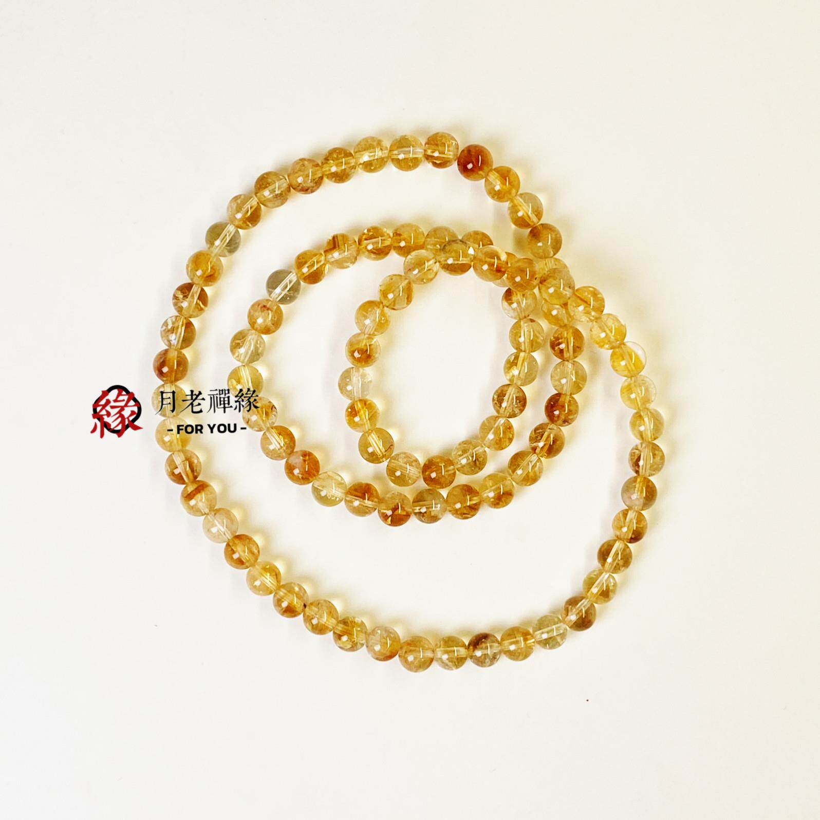 「满满」6mm天然黄水晶手錬三圈手串黄塔晶手串礼物招财好运饰品