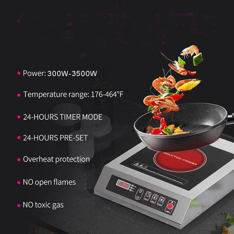 CE认证单炉厨房餐厅3500W/240V商用感应炉灶电磁炉带数字温度探针