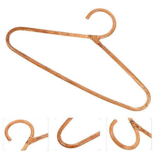Natural Rattan Clothes Hanger Vintage Wooden Clothing
