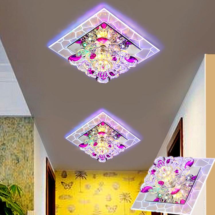 筒灯led水晶走廊灯玄关灯正方形吸顶灯射灯过道灯具入户七彩变光
