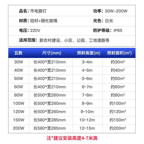 my户外超亮led路灯头防水庭院灯小区广场新农村道路挑臂电线杆220