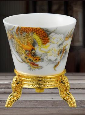 盛世龙尊摆件合金电镀生肖龙工艺品套装商务礼品银行公司陶瓷酒杯
