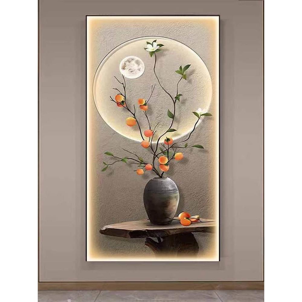 led带灯入户玄关画感应灯画高端入户正对门茶室挂画轻奢发光灯画