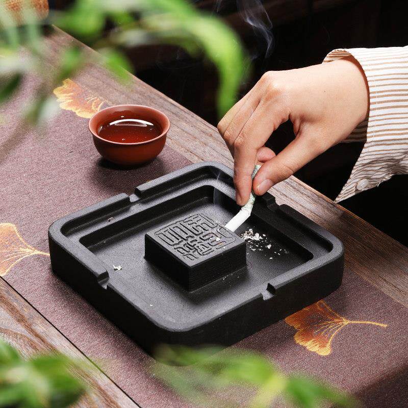 创意烟灰缸石头制简约家用客厅办公室茶几大号个性中式烟灰缸定制