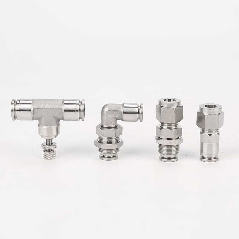 不锈钢卡套快插穿板直通PK隔板直通快速接头异径硬管软管快速转换