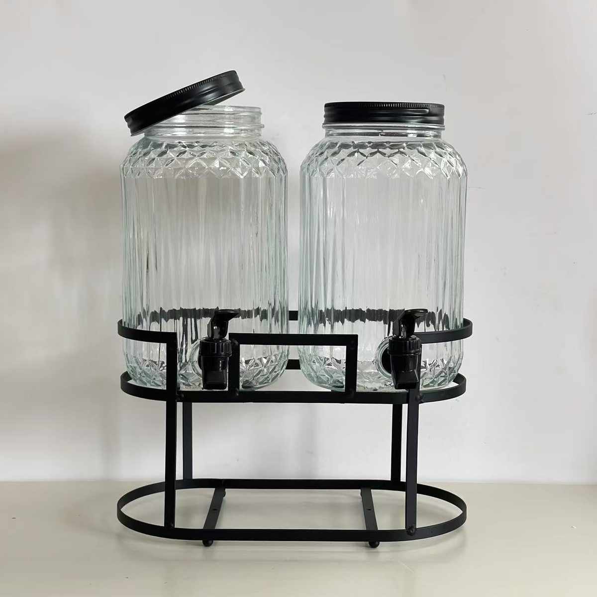 5升玻璃果汁罐带龙头铁架泡酒瓶 黑板漆厨房密封饮料桶自酿可乐罐