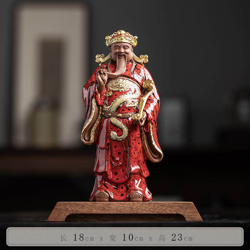 高档中国风造招财财摆件陶瓷家居客厅办神公陈设九乔迁店开业礼品
