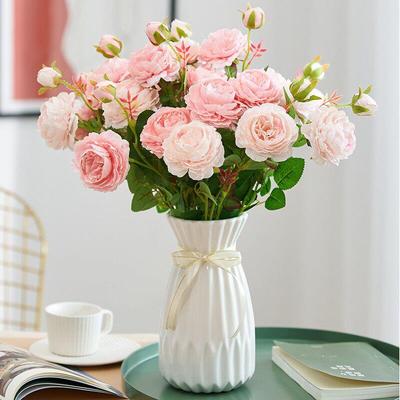 高档牡餐仿丹真花绢花室内花假花干花桌花玫瑰花束摆设家居装饰花