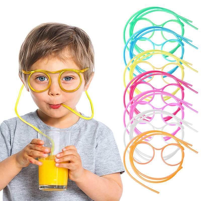 Creative Straw Glasses Toys For Kids Summer Mustache Fun Sof - 实物图