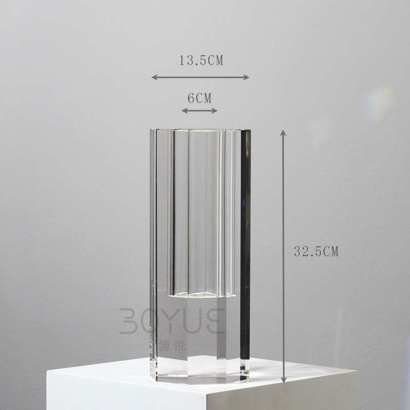 花瓶轻软床头柜装客厅摆件样板间现代透明奢水晶玻璃餐厅简约璀璨