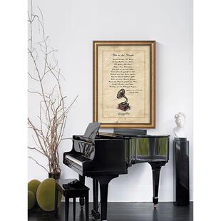 网红教美式玄关饰画高级感壁乐器复古钢琴上方挂乐画音室装画新款