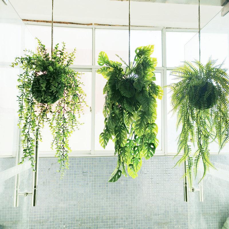 手工森系蕨类室内空中垂吊球悬挂草球彷真绿色植物物创意家居悬吊