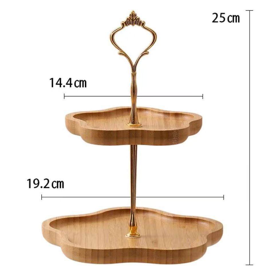 双层果盘木质下午茶餐具点心架糕点摆盘糖果零食茶点盘多层蛋糕架