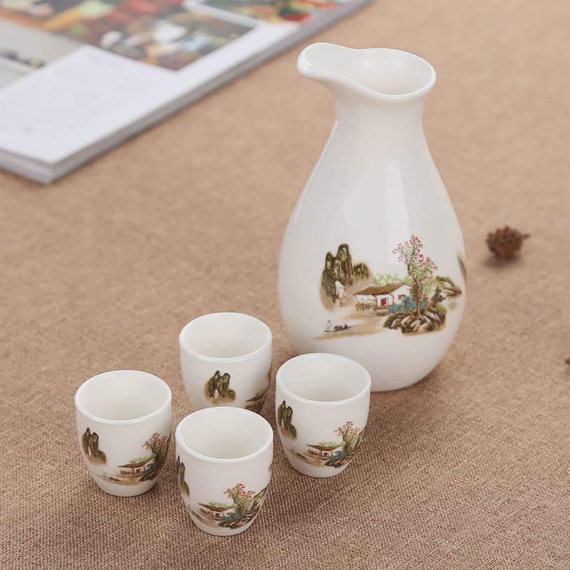 陶瓷酒具套装半斤小酒壶9件套分酒器白酒杯黄酒烈酒酒盅日式批发