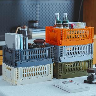 可折叠收纳筐桌面收纳盒可叠放户外露营迷你收纳篮家用杂物整理盒