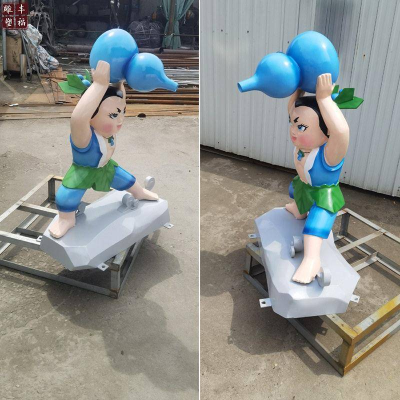 定制卡通系列不锈钢抽象人物雕塑校园水景不锈钢葫芦娃雕塑