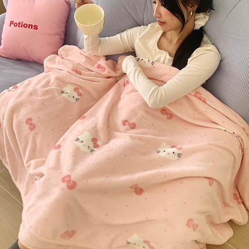 【花脸猫】超甜小喵！春夏双面四季可爱柔软亲肤牛奶绒毛毯空调毯