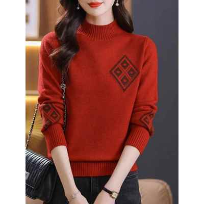 秋冬半高领打底衫冬季2025新款加厚内搭长袖毛衣女上衣洋气针织衫