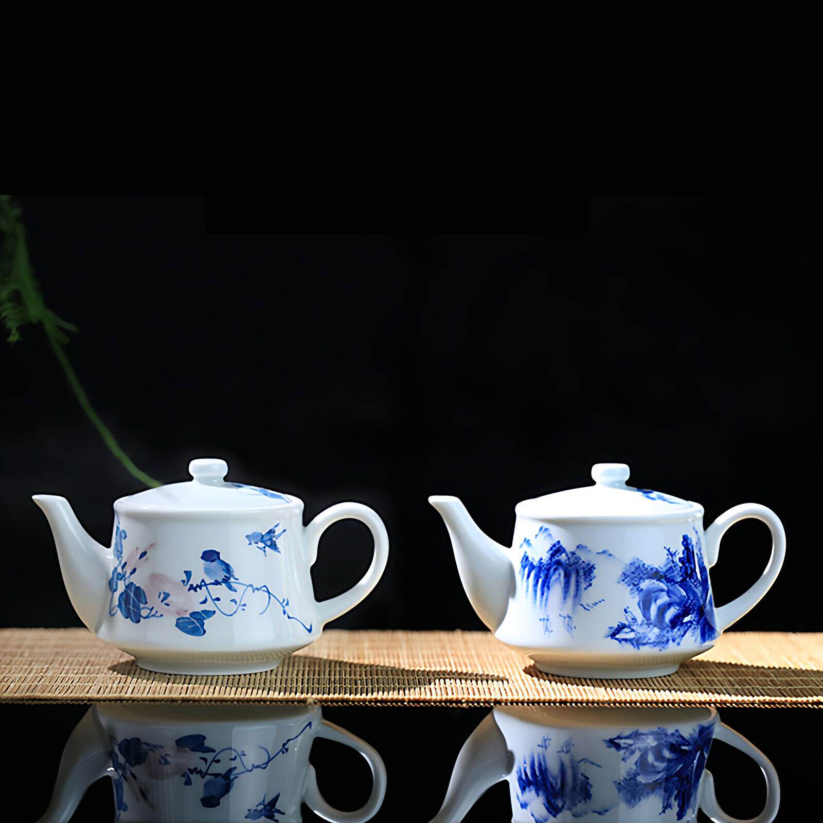 京德超值热卖手绘景德镇陶瓷功夫茶具耐热泡茶壶青花釉里红小壶单