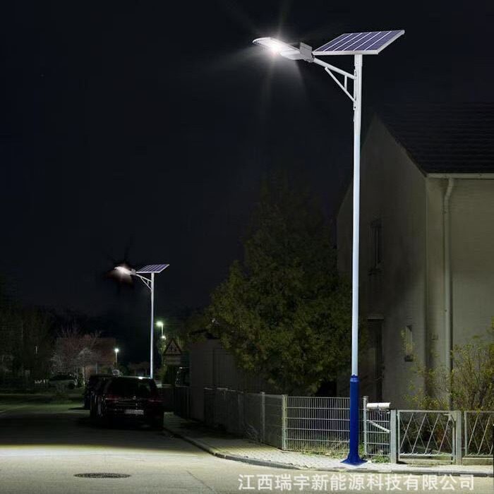 7米人字臂海螺臂双臂新农村6米8米广场太阳能路灯道路led照明灯杆