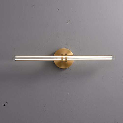 美式全铜水晶装饰画壁灯简约现代卧室床头灯创意复古长条镜前灯具