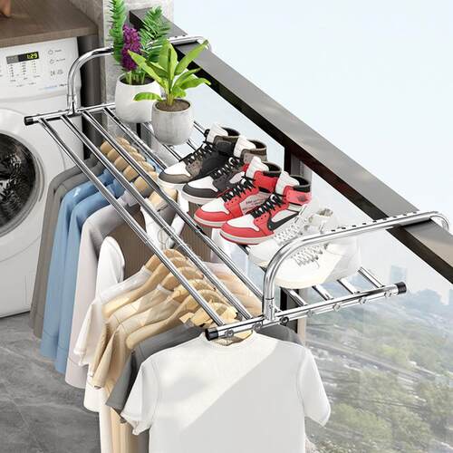 不锈钢挂式晾衣架室内外家用衣服晾晒架阳台晾毛巾晒鞋子伸缩衣架
